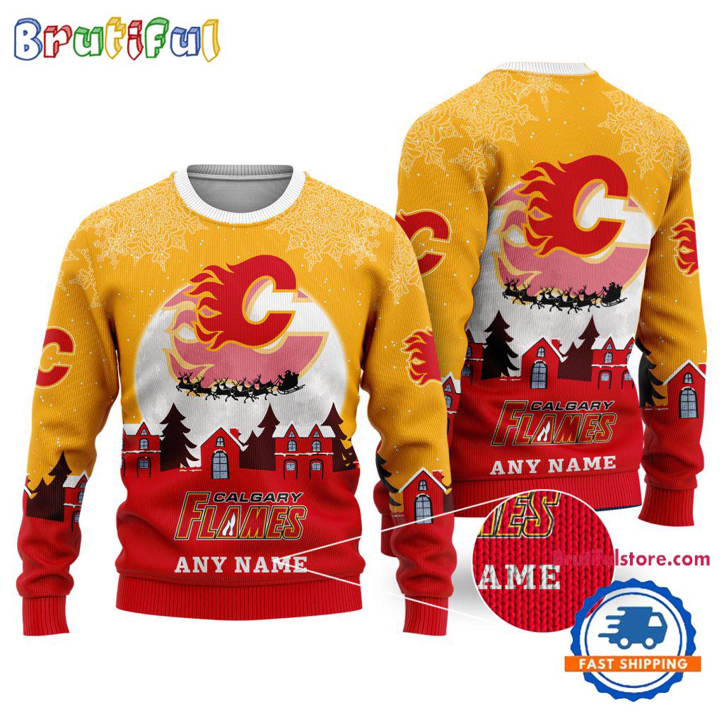 NHL Calgary Flames Hockey New Design Litmited Christmas Ugly Sweater