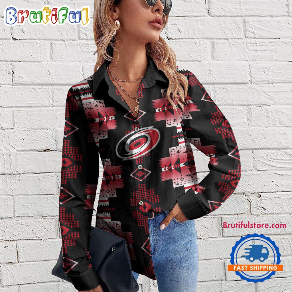 NHL Carolina Hurricanes Special Native American Women's Casual Shirt, Hockey Women's Casual Shirt