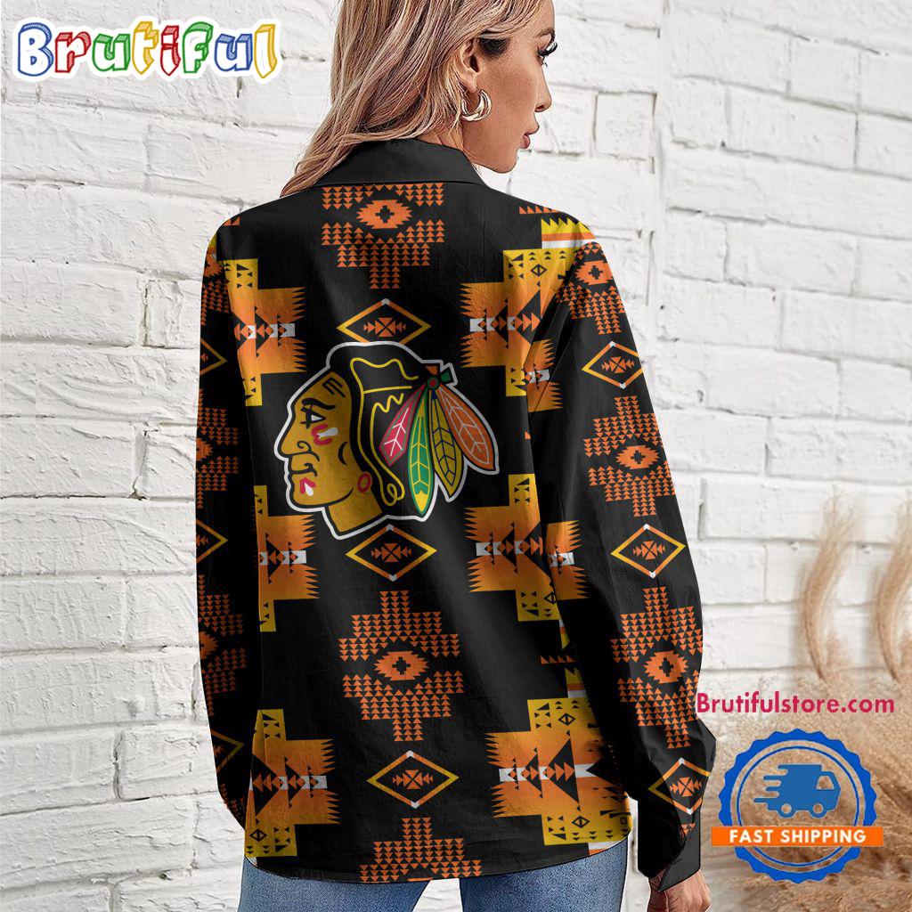 NHL Chicago Blackhawks Special Native American Women's Casual Shirt, Hockey Women's Casual Shirt