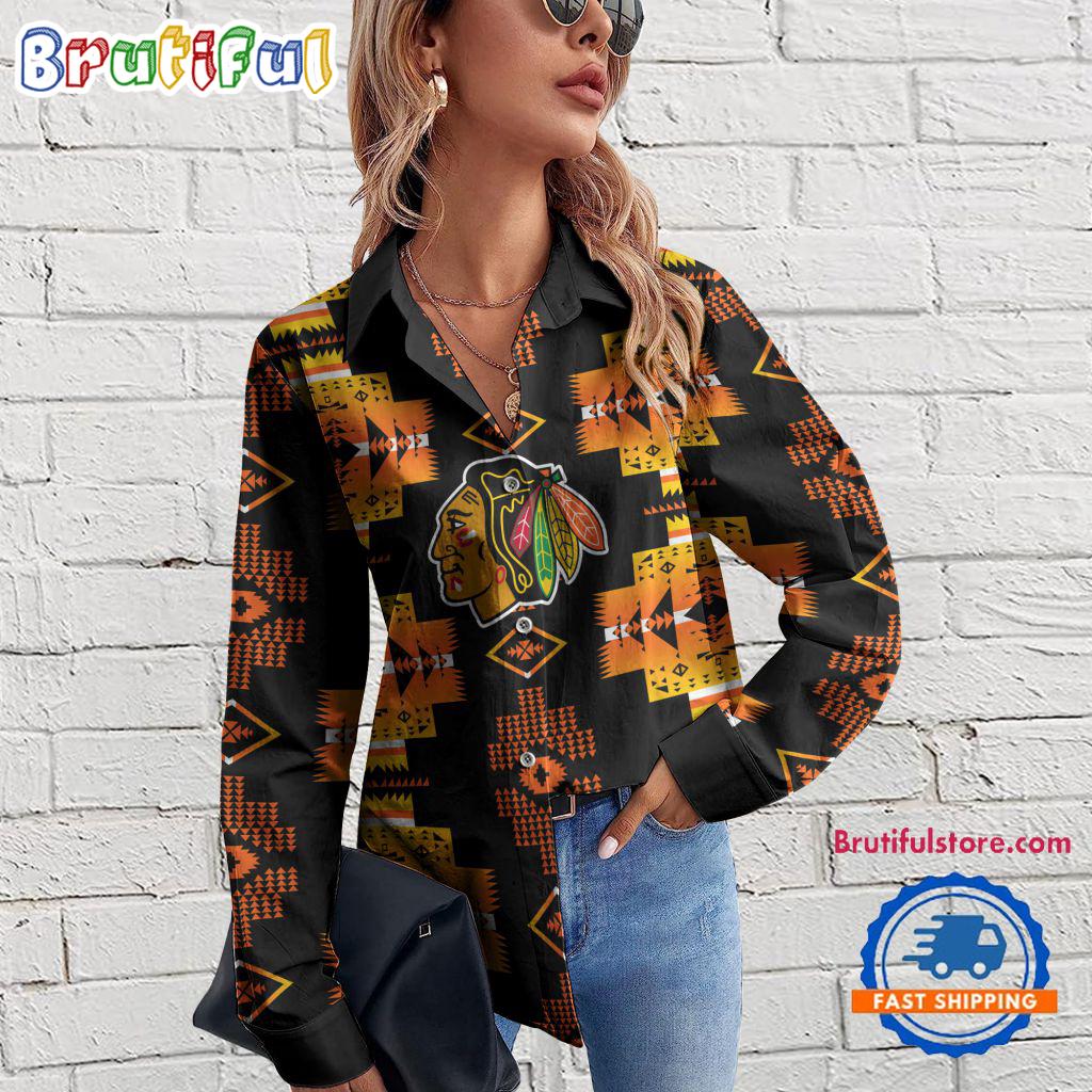 NHL Chicago Blackhawks Special Native American Women's Casual Shirt, Hockey Women's Casual Shirt