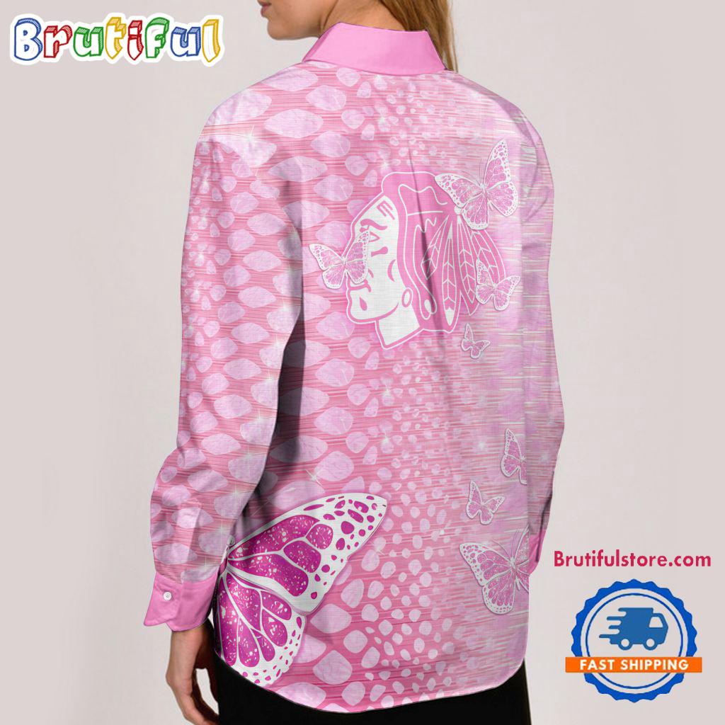 NHL Chicago Blackhawks Special Pink Fight Breast Cancer Women's Casual Shirt, Hockey Woman Casual Shirt