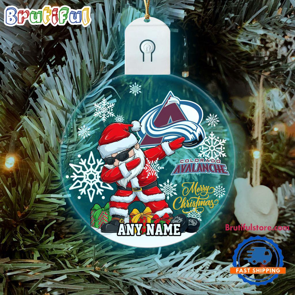 NHL Colorado Avalanche Personalized Santa Claus Hockey Team Logo Christmas Led Acrylic Ornament
