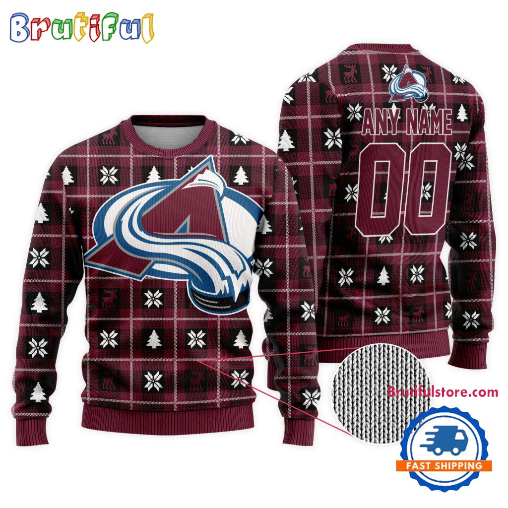 NHL Colorado Avalanche Personalized Snow Tree Ugly Christmas Sweater
