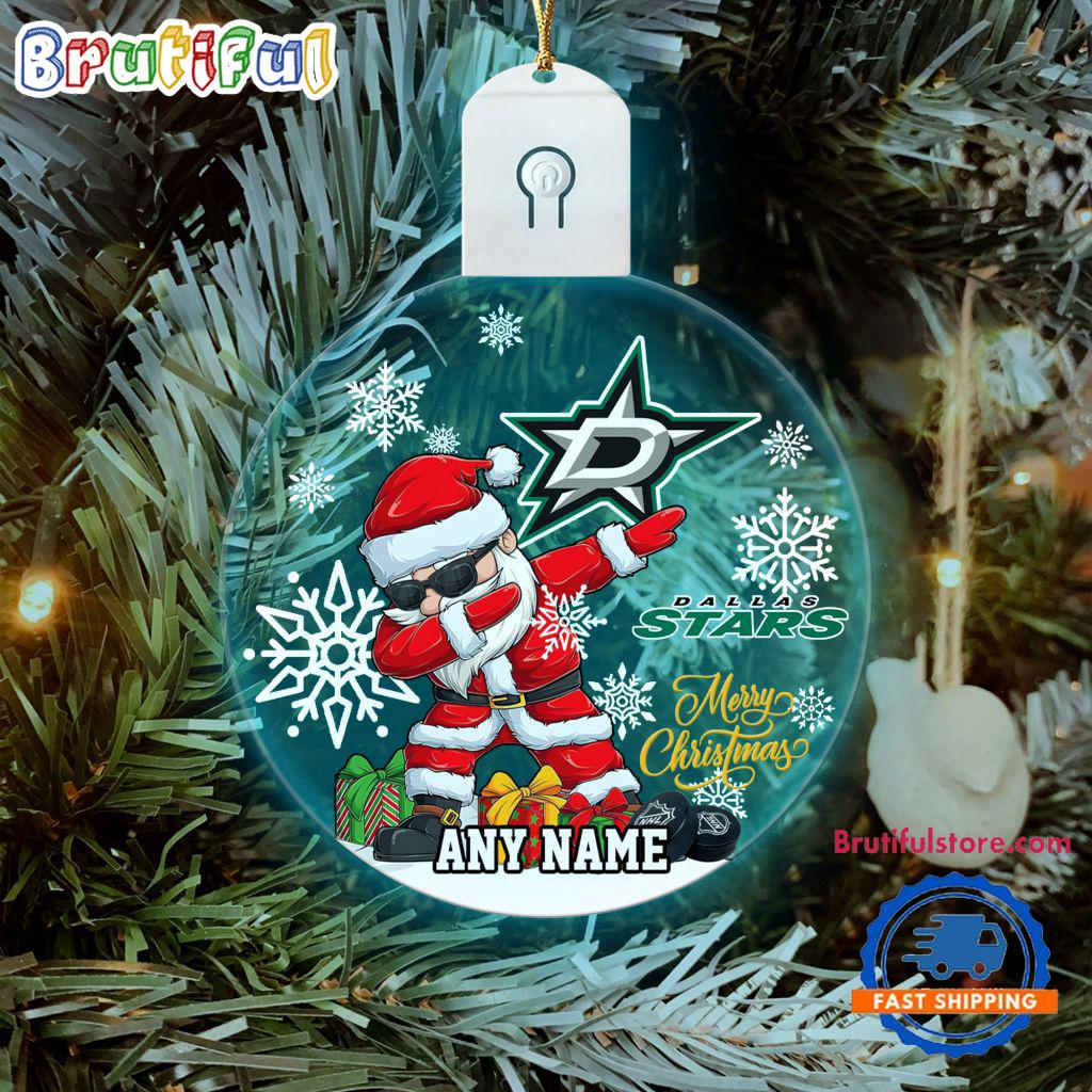 NHL Dallas Stars Personalized Santa Claus Hockey Team Logo Christmas Led Acrylic Ornament