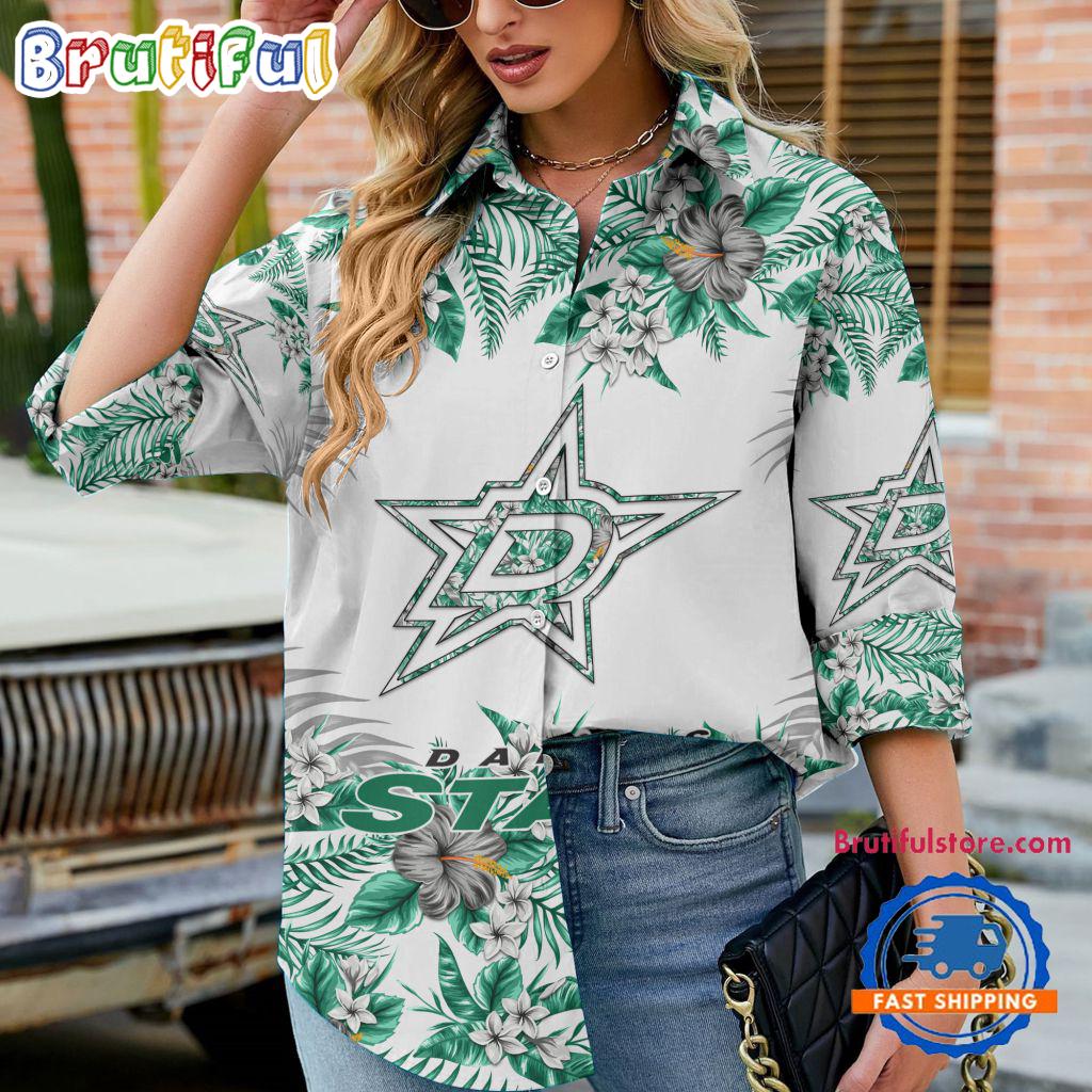 NHL Dallas Stars Special Hockey Team Hawaiian Design Women's Casual Shirt