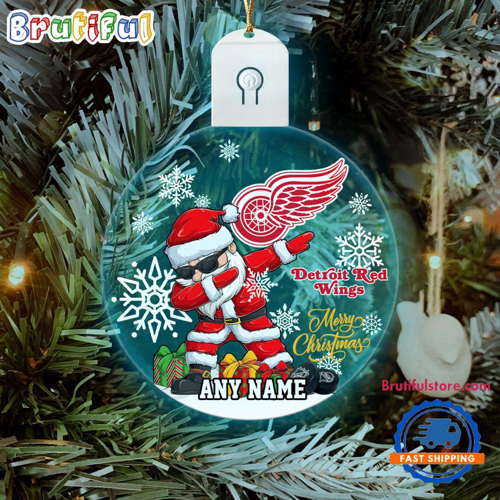 NHL Detroit Red Wings Personalized Santa Claus Hockey Team Logo Christmas Led Acrylic Ornament