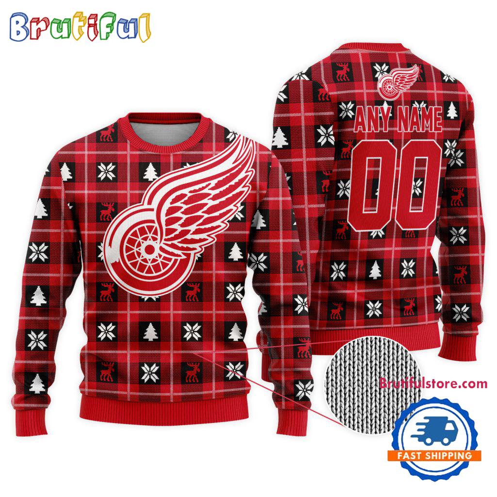 NHL Detroit Red Wings Personalized Snow Tree Ugly Christmas Sweater