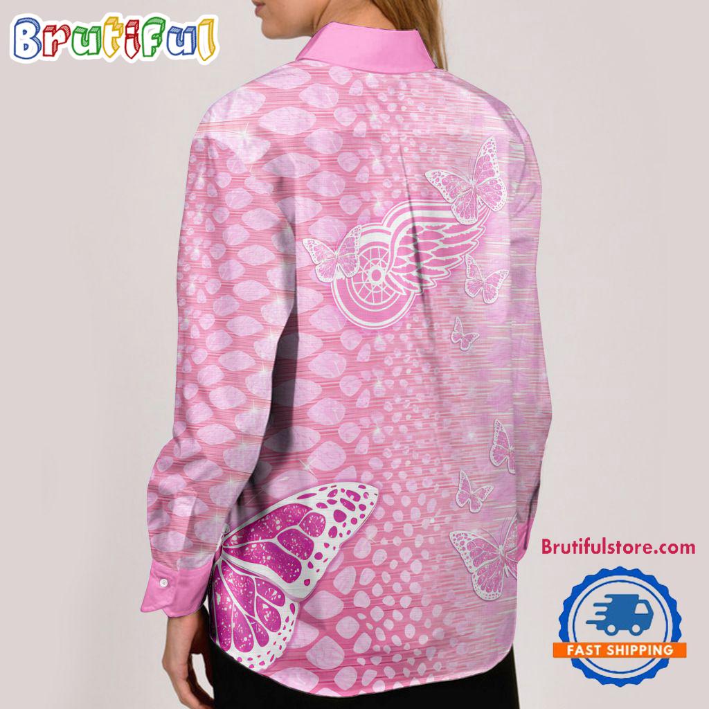 NHL Detroit Red Wings Special Pink Fight Breast Cancer Women's Casual Shirt, Hockey Woman Casual Shirt