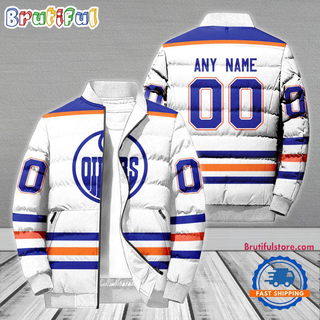 NHL Edmonton Oilers Hockey Team Personalized Away New Puffer Jacket
