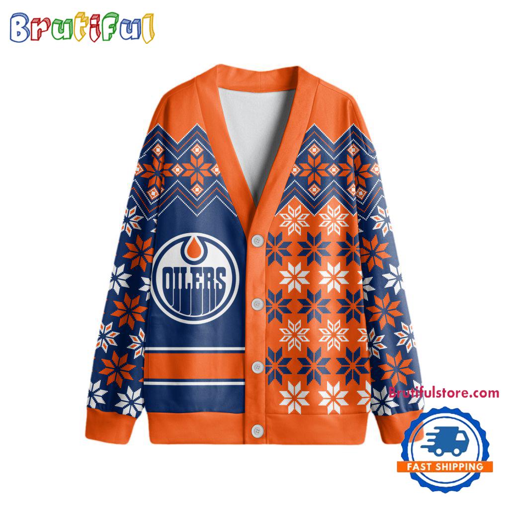 NHL Edmonton Oilers Spcial Ugly Christmas Hockey Design Cardigan, Hockey Fans Cardigan Shirt