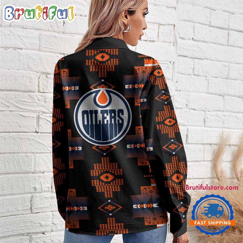 NHL Edmonton Oilers Special Native American Women's Casual Shirt, Hockey Women's Casual Shirt