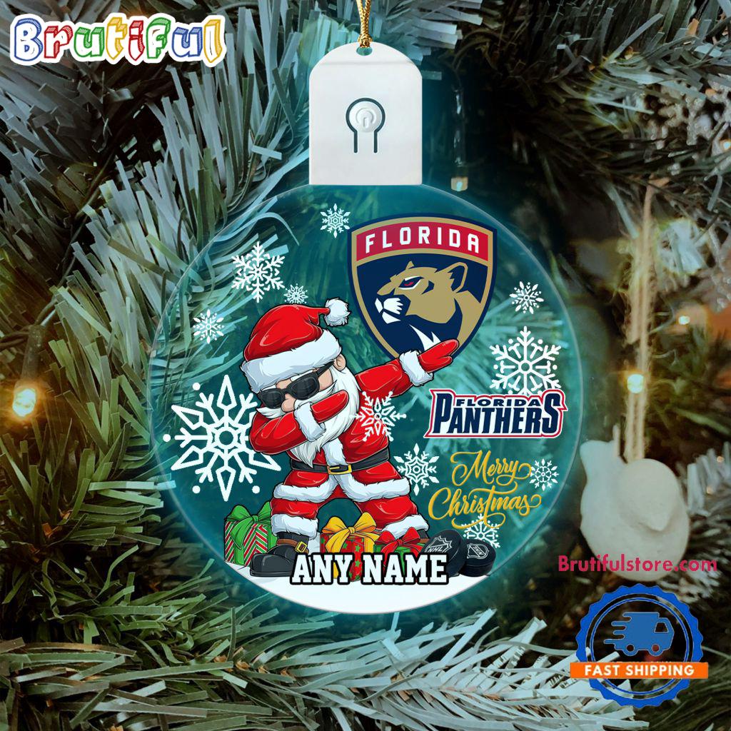 NHL Florida Panthers Personalized Santa Claus Hockey Team Logo Christmas Led Acrylic Ornament
