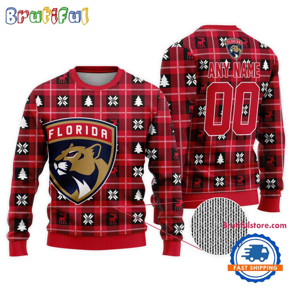 NHL Florida Panthers Personalized Snow Tree Ugly Christmas Sweater