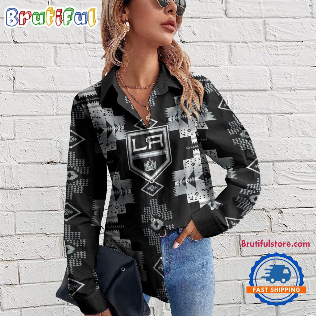 NHL Los Angeles Kings Special Native American Women's Casual Shirt, Hockey Women's Casual Shirt