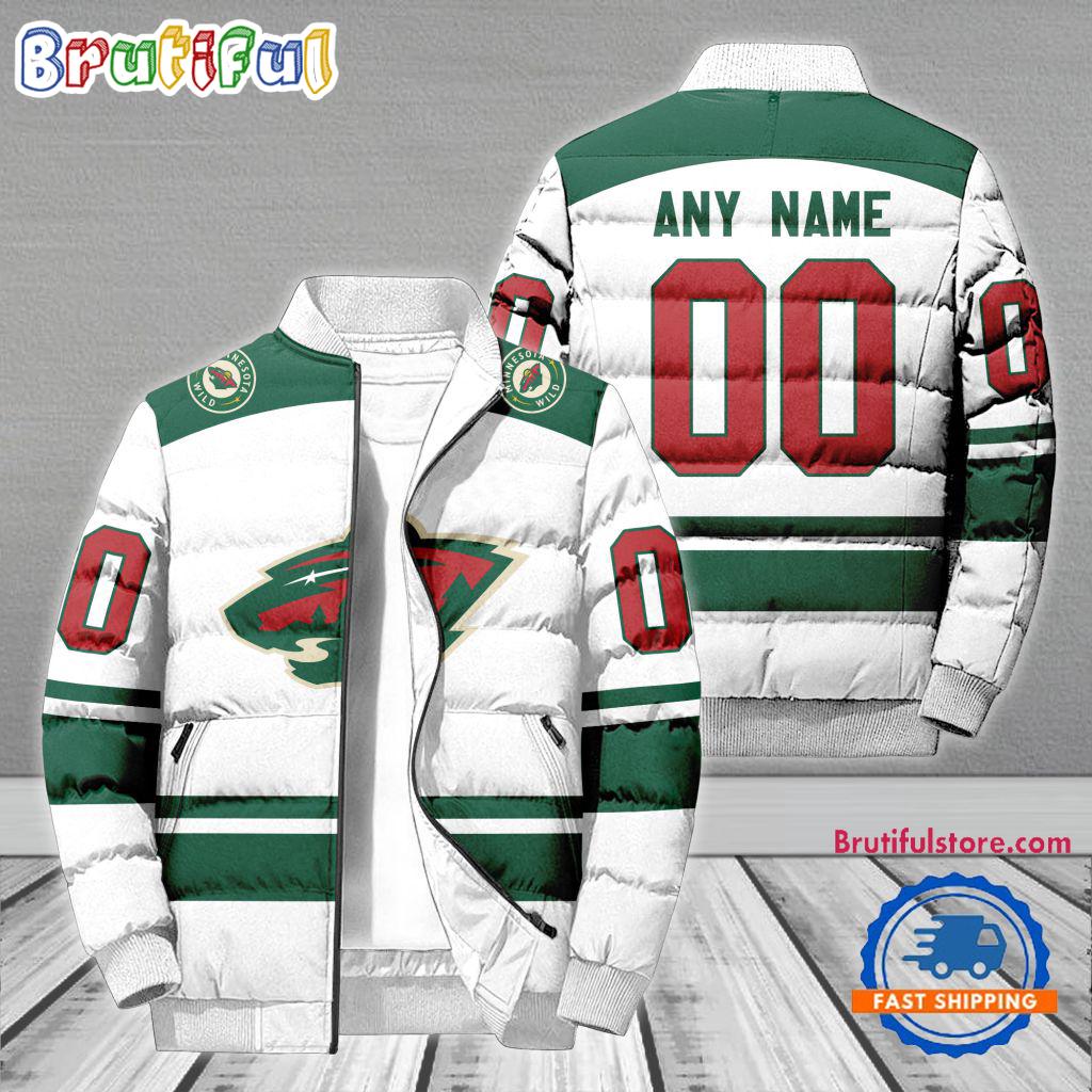 NHL Minnesota Wild Hockey Team Personalized Away New Puffer Jacket