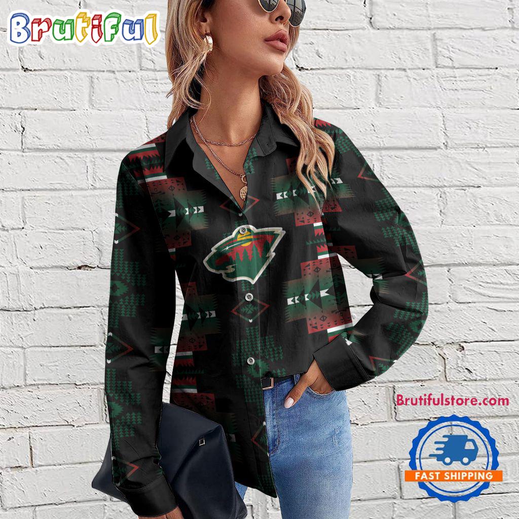 NHL Minnesota Wild Special Native American Women's Casual Shirt, Hockey Women's Casual Shirt