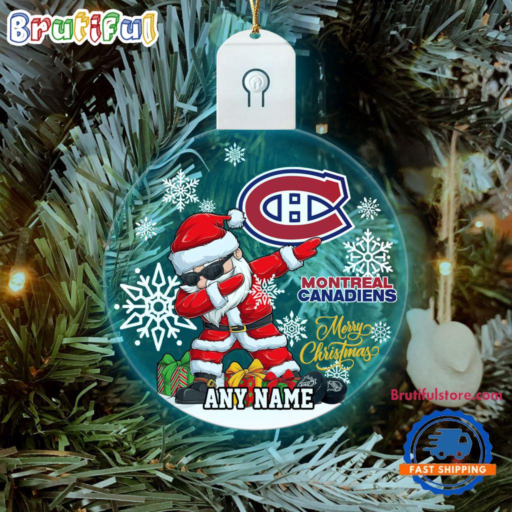NHL Montreal Canadiens Personalized Santa Claus Hockey Team Logo Christmas Led Acrylic Ornament