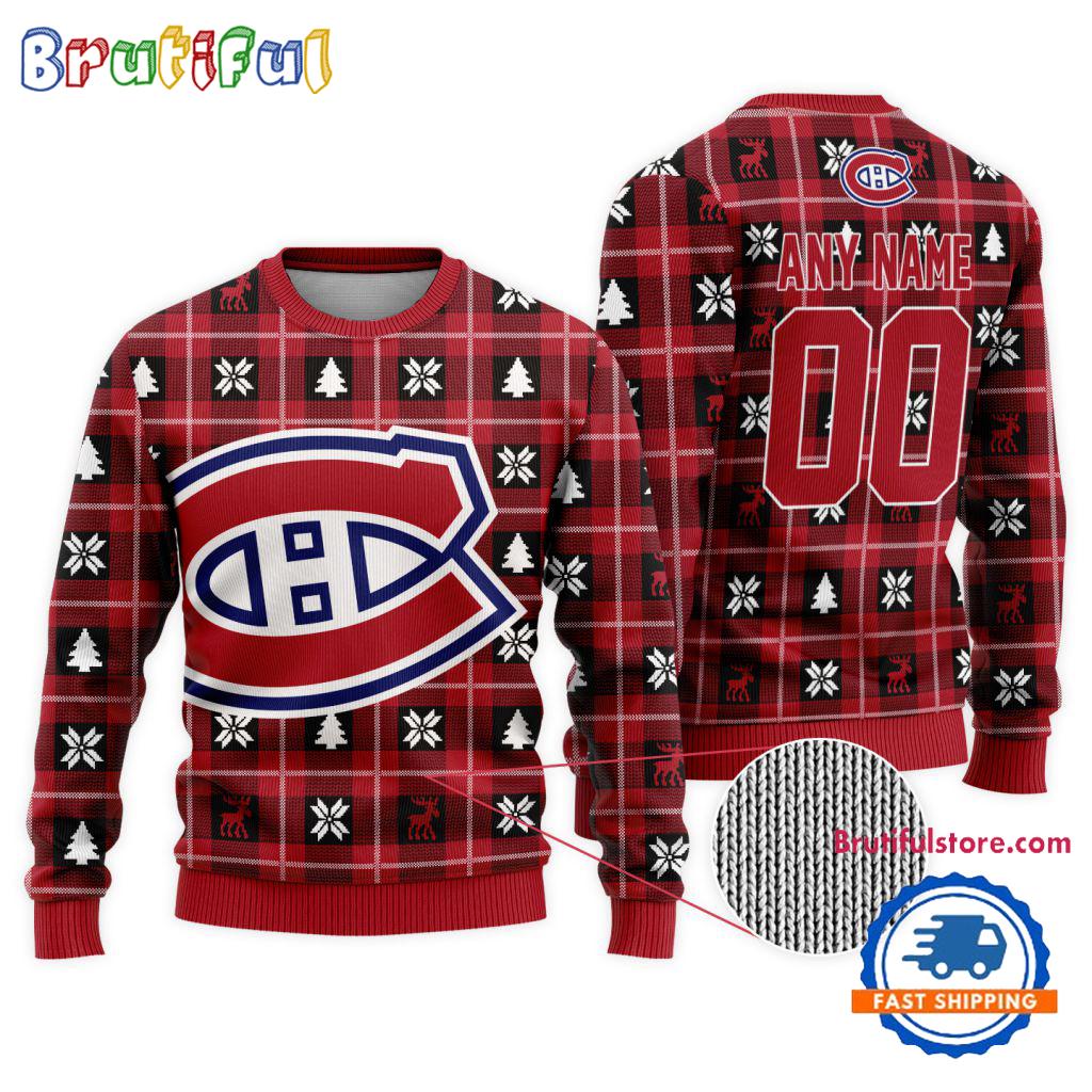 NHL Montreal Canadiens Personalized Snow Tree Ugly Christmas Sweater