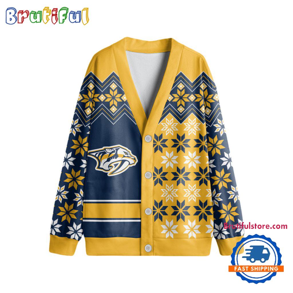 NHL Nashville Predators Spcial Ugly Christmas Hockey Design Cardigan, Hockey Fans Cardigan Shirt