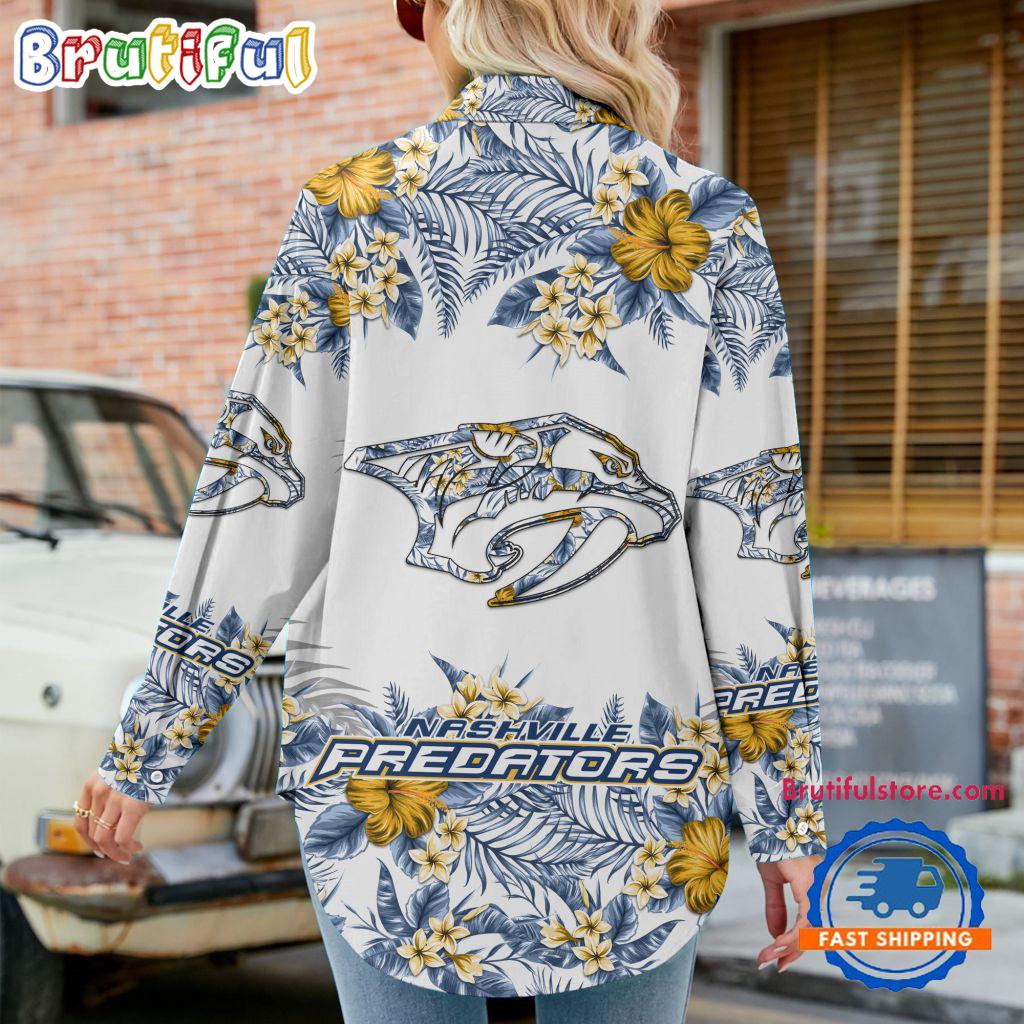 NHL Nashville Predators Special Hockey Team Hawaiian Design Women's Casual Shirt
