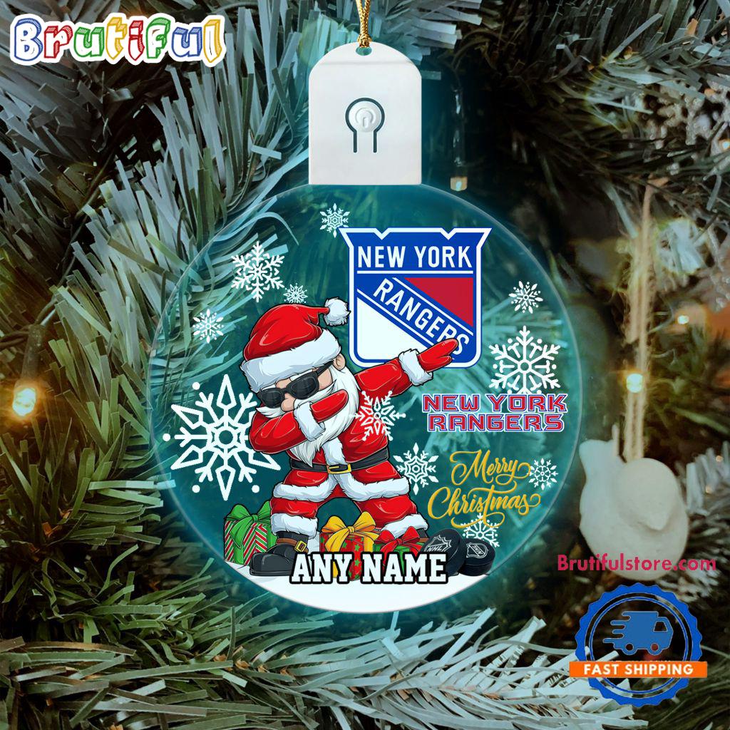 NHL New York Rangers Personalized Santa Claus Hockey Team Logo Christmas Led Acrylic Ornament
