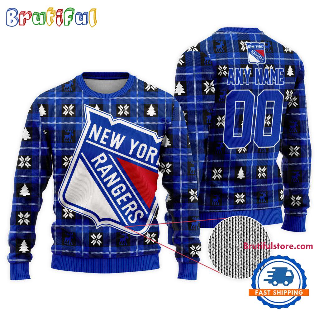 NHL New York Rangers Personalized Snow Tree Ugly Christmas Sweater