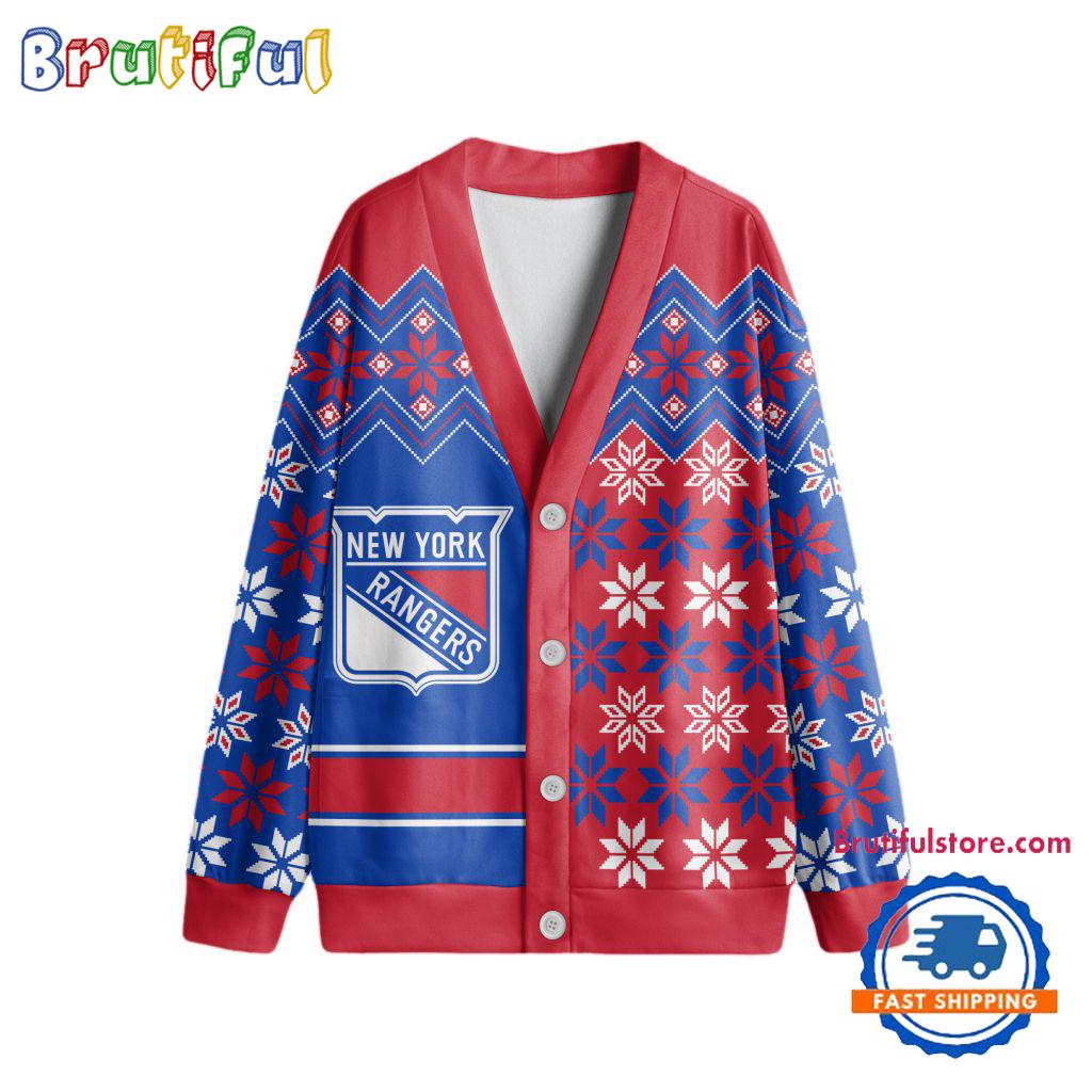 NHL New York Rangers Spcial Ugly Christmas Hockey Design Cardigan, Hockey Fans Cardigan Shirt