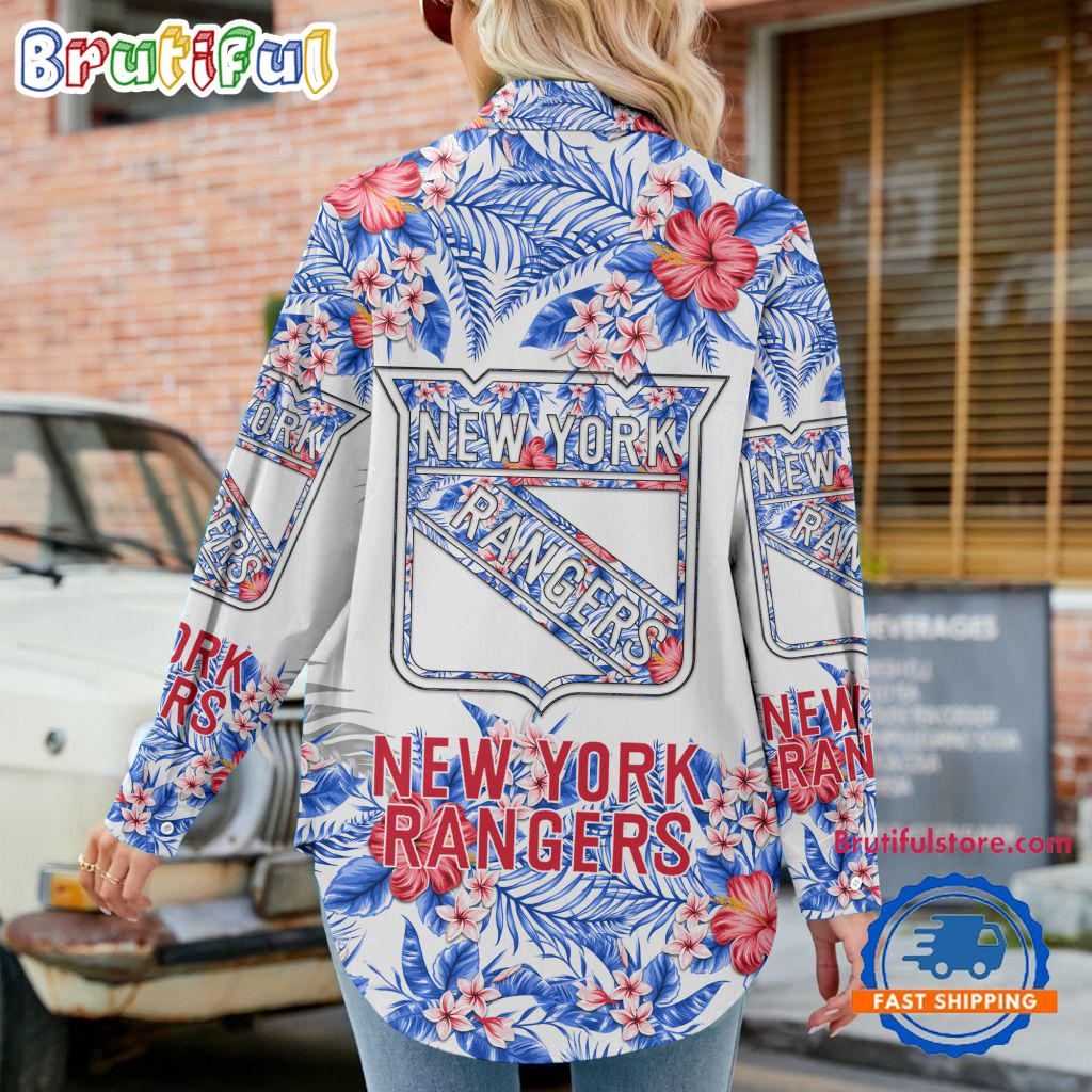 NHL New York Rangers Special Hockey Team Hawaiian Design Women's Casual Shirt