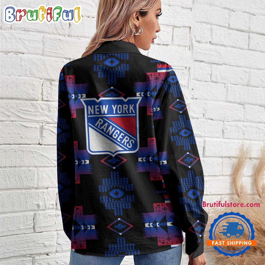NHL New York Rangers Special Native American Women's Casual Shirt, Hockey Women's Casual Shirt