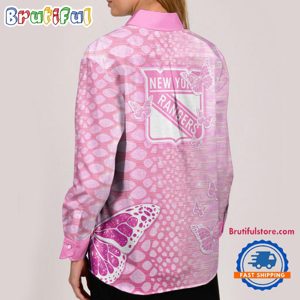 NHL New York Rangers Special Pink Fight Breast Cancer Women's Casual Shirt, Hockey Woman Casual Shirt