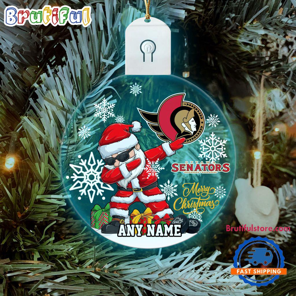 NHL Ottawa Senators Personalized Santa Claus Hockey Team Logo Christmas Led Acrylic Ornament