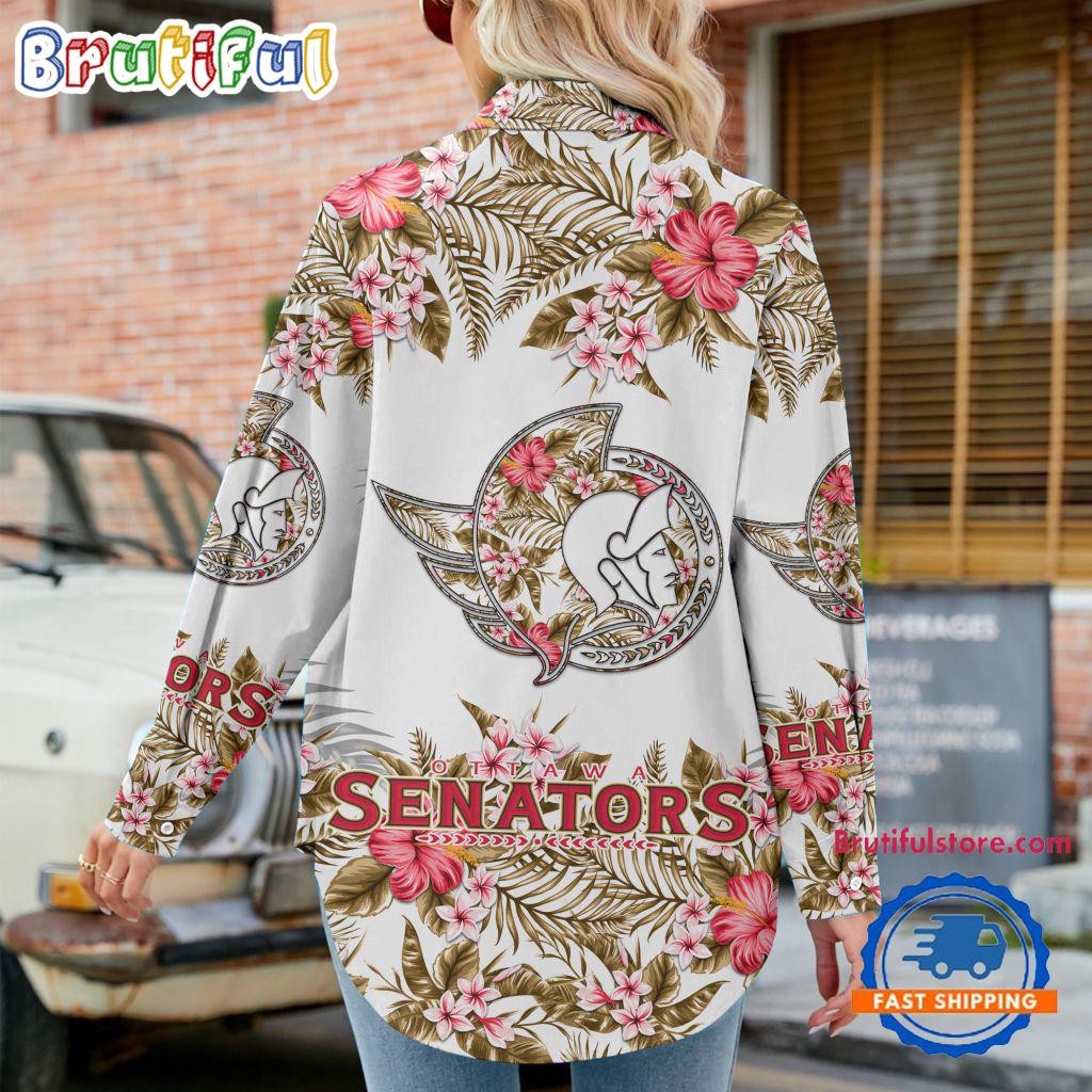 NHL Ottawa Senators Special Hockey Team Hawaiian Design Women's Casual Shirt
