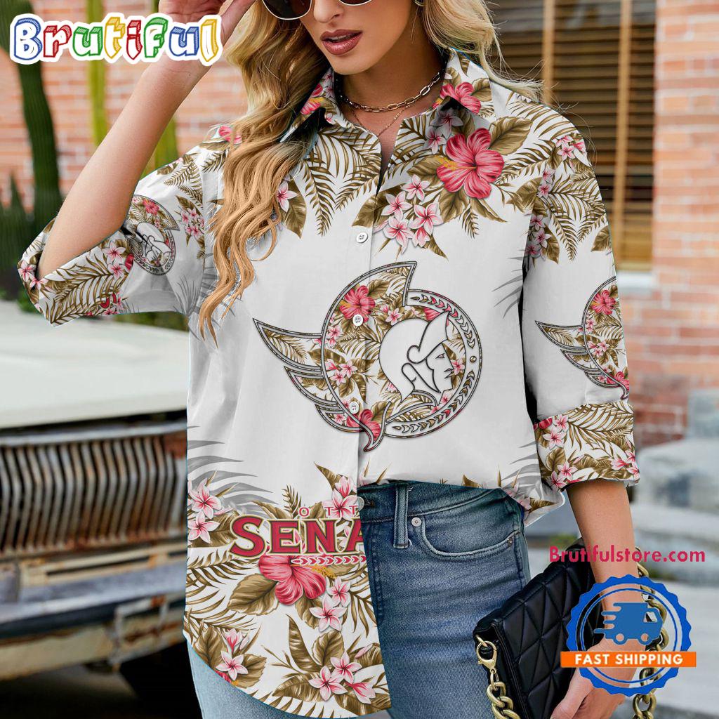NHL Ottawa Senators Special Hockey Team Hawaiian Design Women's Casual Shirt