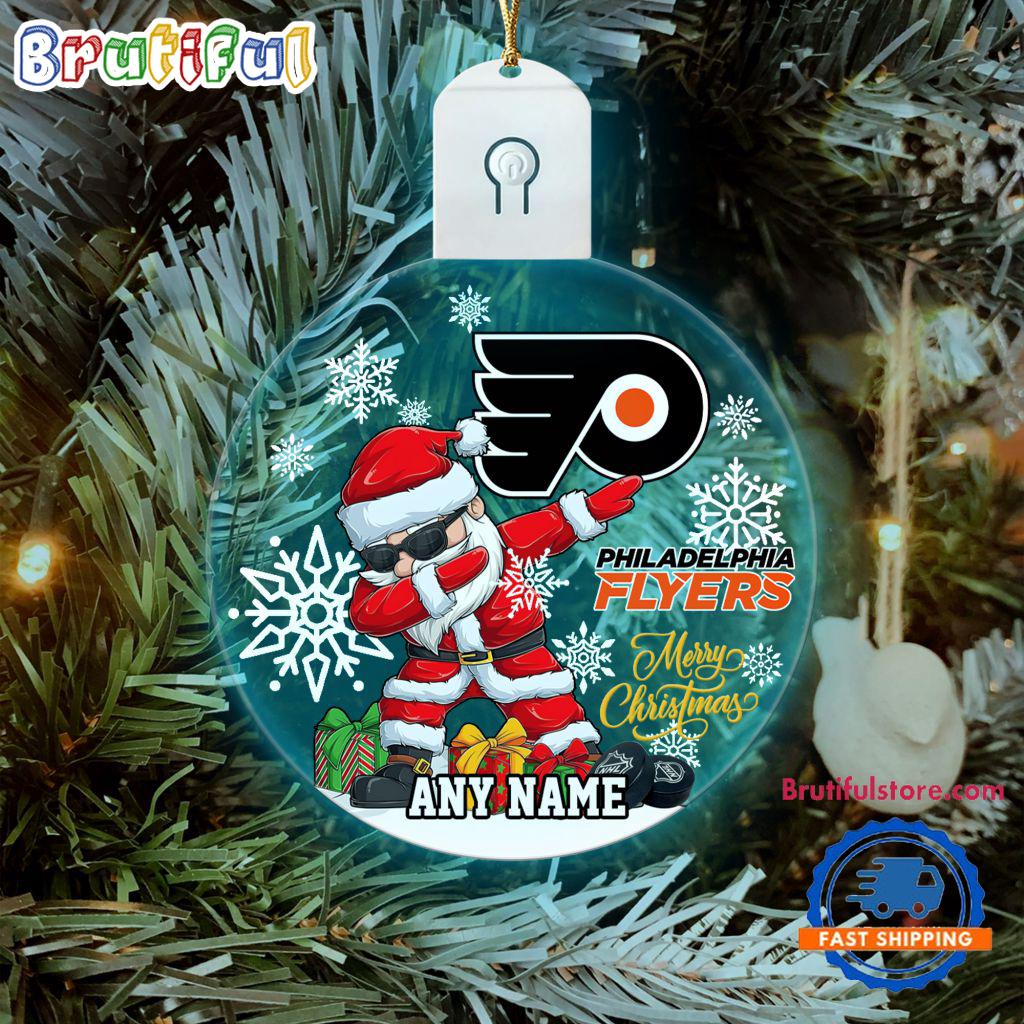 NHL Philadelphia Flyers Personalized Santa Claus Hockey Team Logo Christmas Led Acrylic Ornament