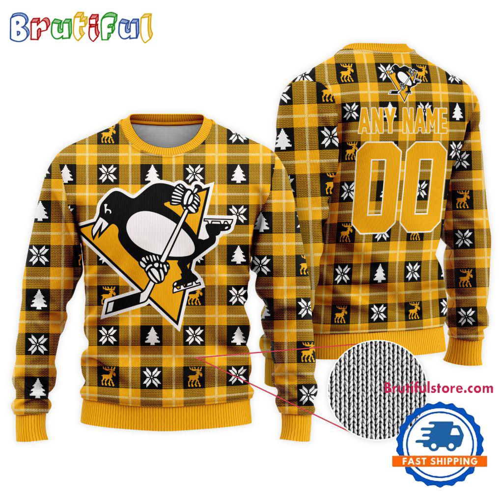 NHL Pittsburgh Penguins Personalized Snow Tree Ugly Christmas Sweater