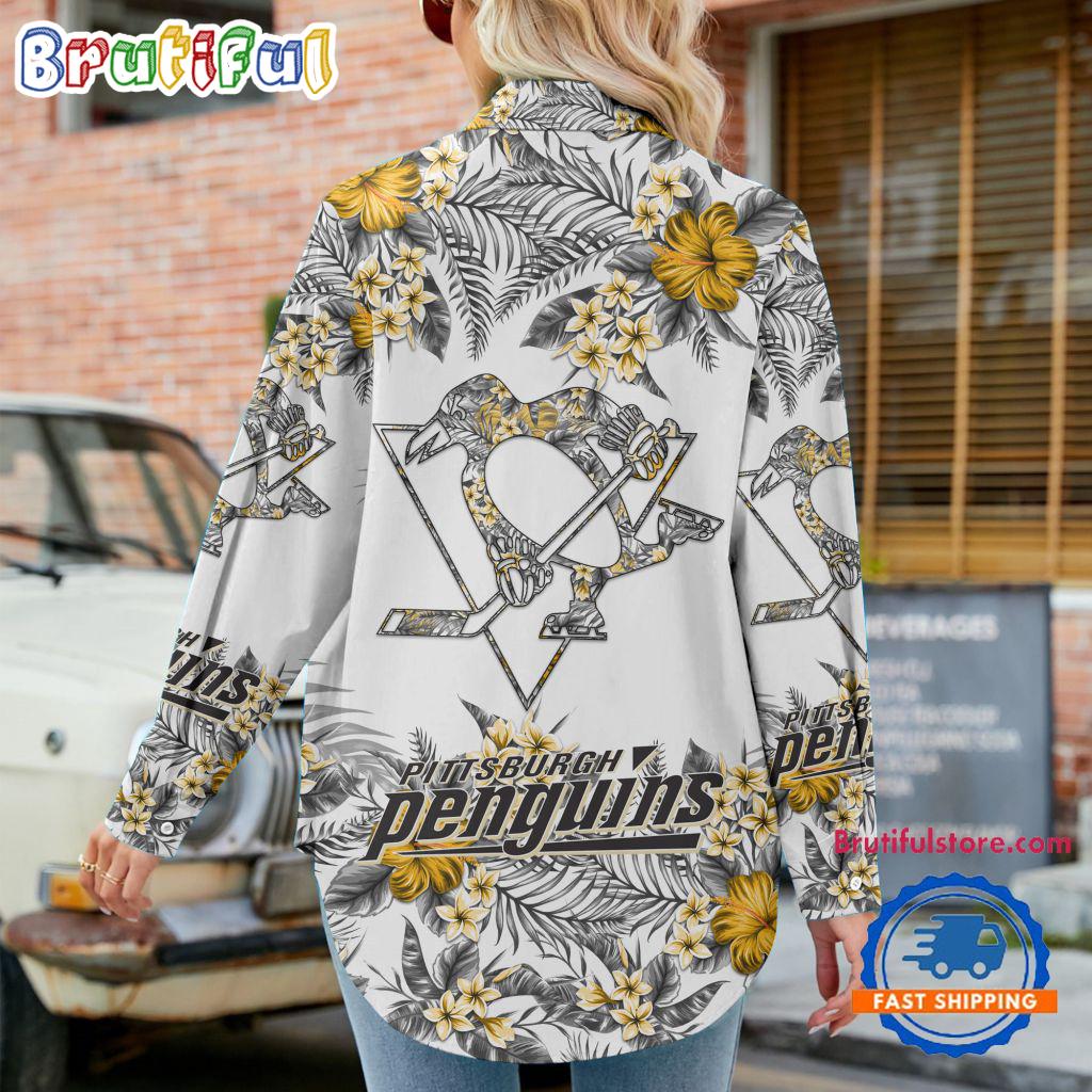 NHL Pittsburgh Penguins Special Hockey Team Hawaiian Design Women's Casual Shirt