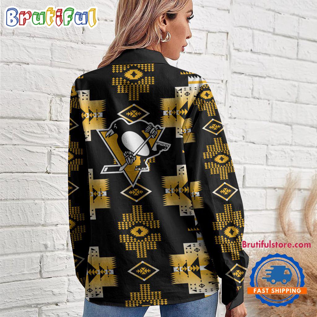 NHL Pittsburgh Penguins Special Native American Women's Casual Shirt, Hockey Women's Casual Shirt