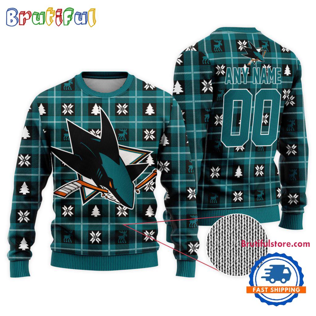 NHL San Jose Sharks Personalized Snow Tree Ugly Christmas Sweater