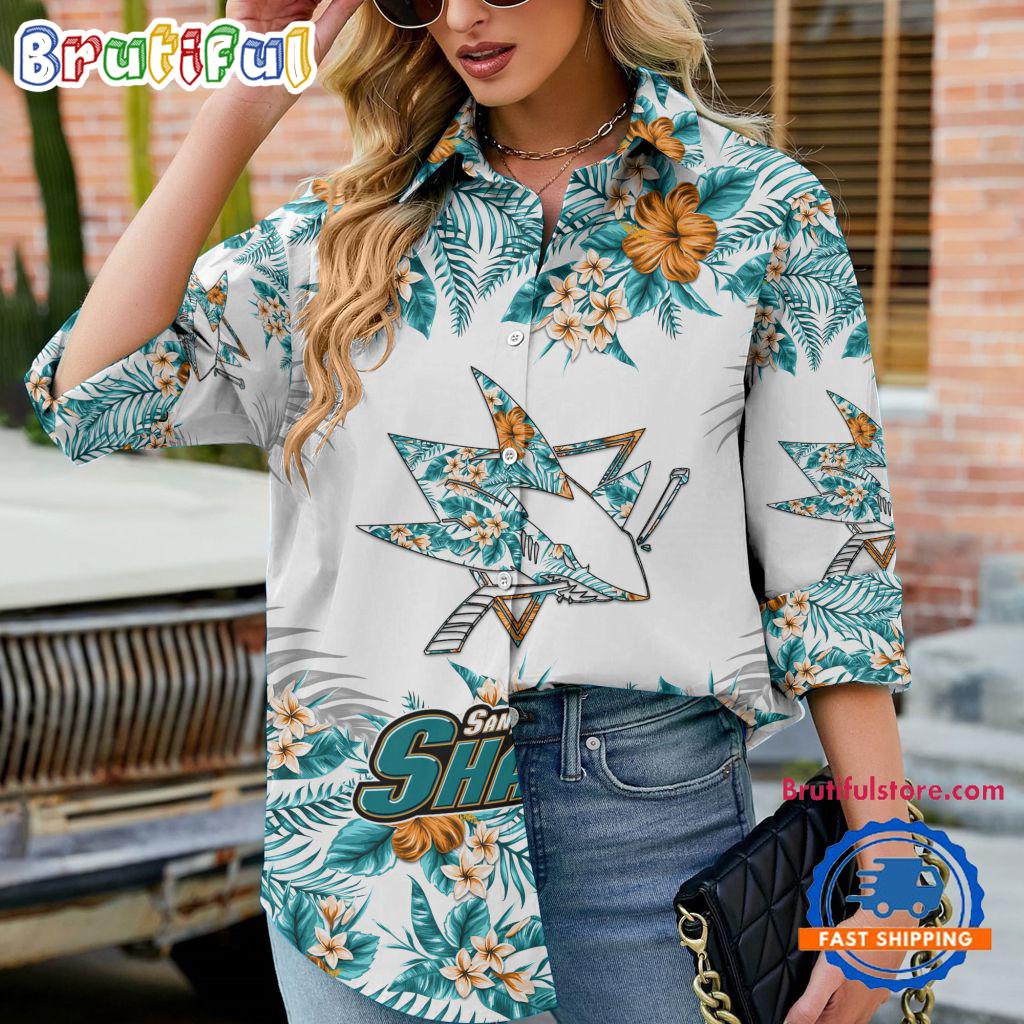 NHL San Jose Sharks Special Hockey Team Hawaiian Design Women's Casual Shirt