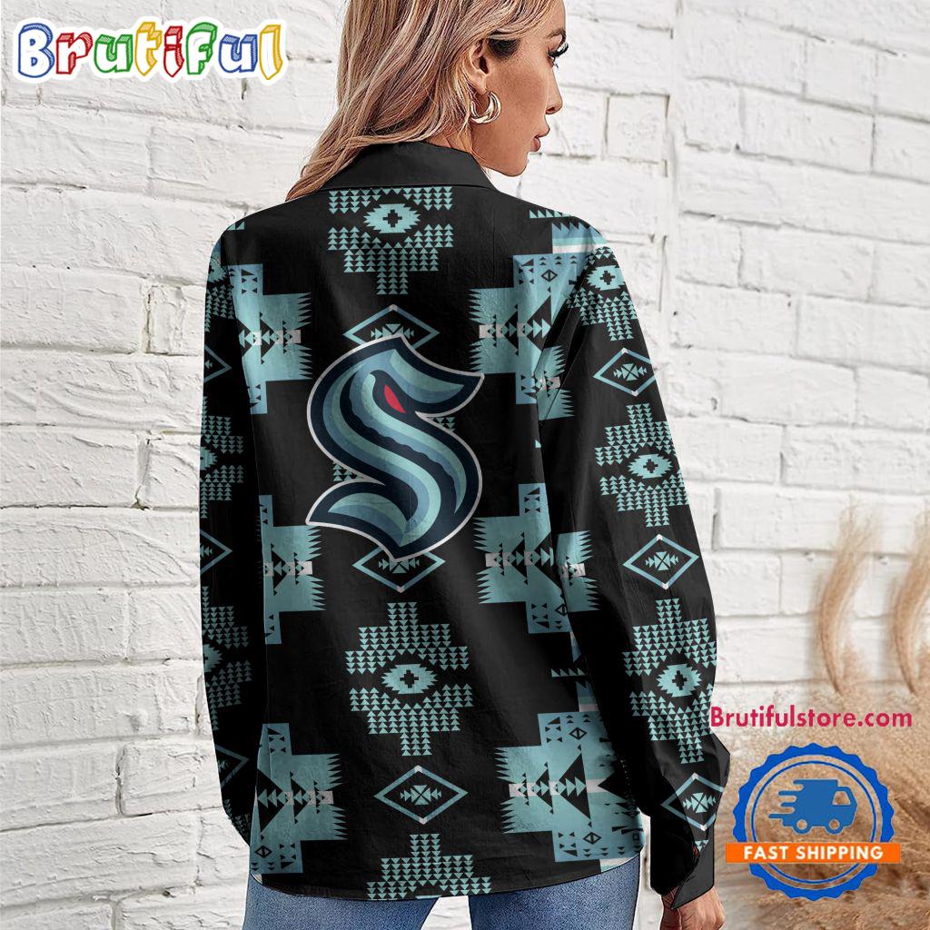NHL Seattle Kraken Special Native American Women's Casual Shirt, Hockey Women's Casual Shirt