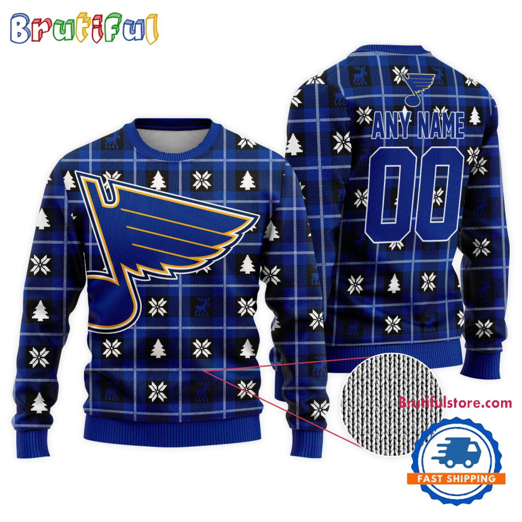 NHL St. Louis Blues Personalized Snow Tree Ugly Christmas Sweater