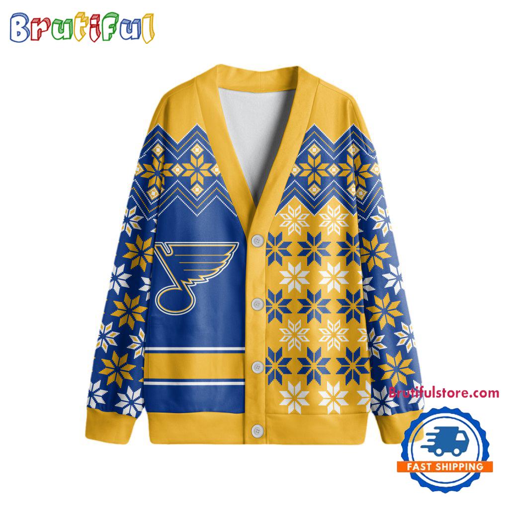 NHL St. Louis Blues Spcial Ugly Christmas Hockey Design Cardigan, Hockey Fans Cardigan Shirt