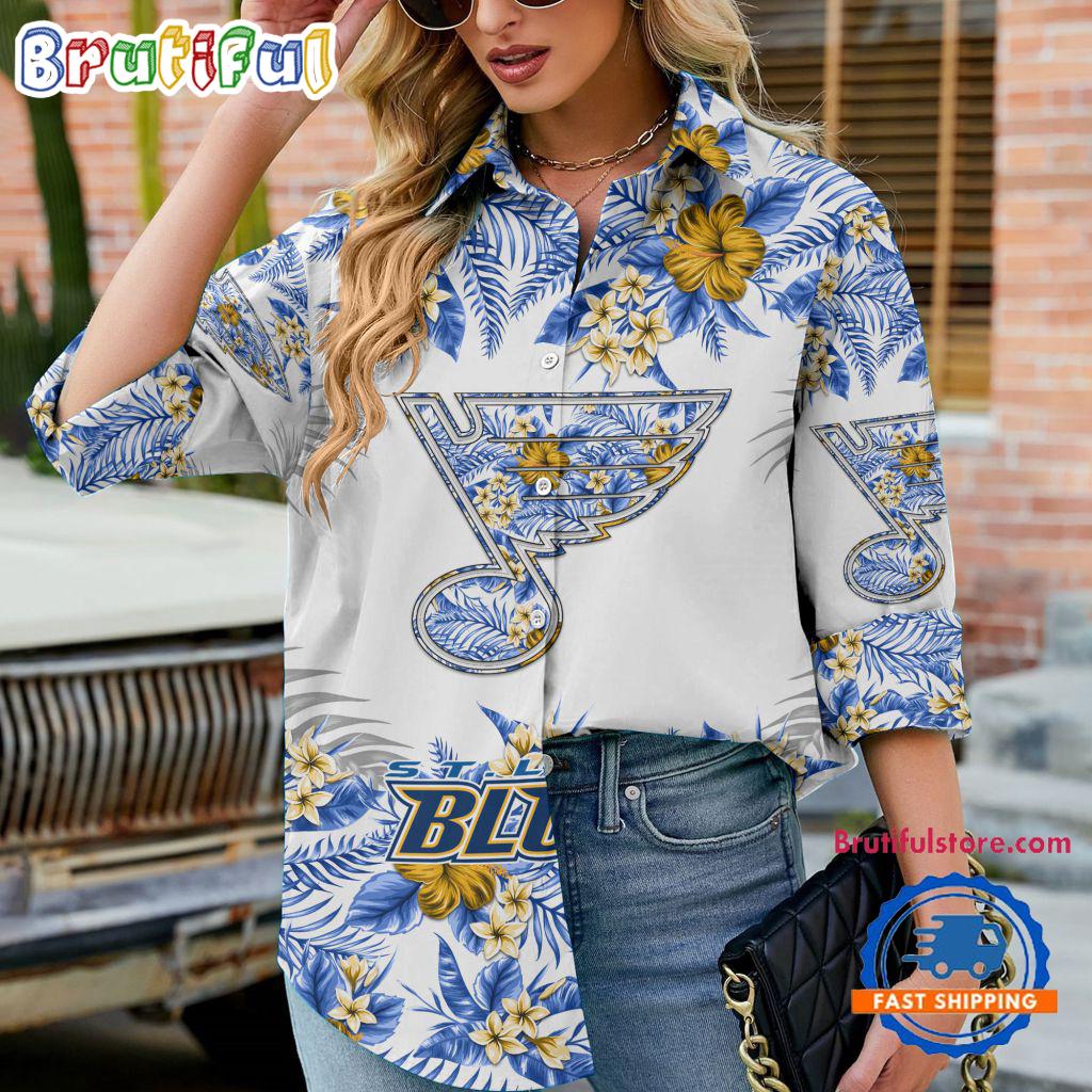 NHL St. Louis Blues Special Hockey Team Hawaiian Design Women's Casual Shirt