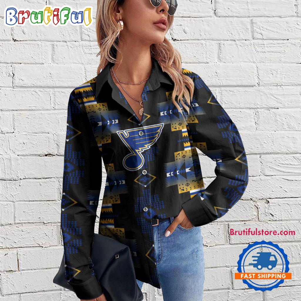 NHL St. Louis Blues Special Native American Women's Casual Shirt, Hockey Women's Casual Shirt