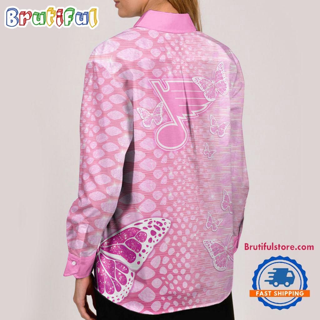 NHL St. Louis Blues Special Pink Fight Breast Cancer Women's Casual Shirt, Hockey Woman Casual Shirt