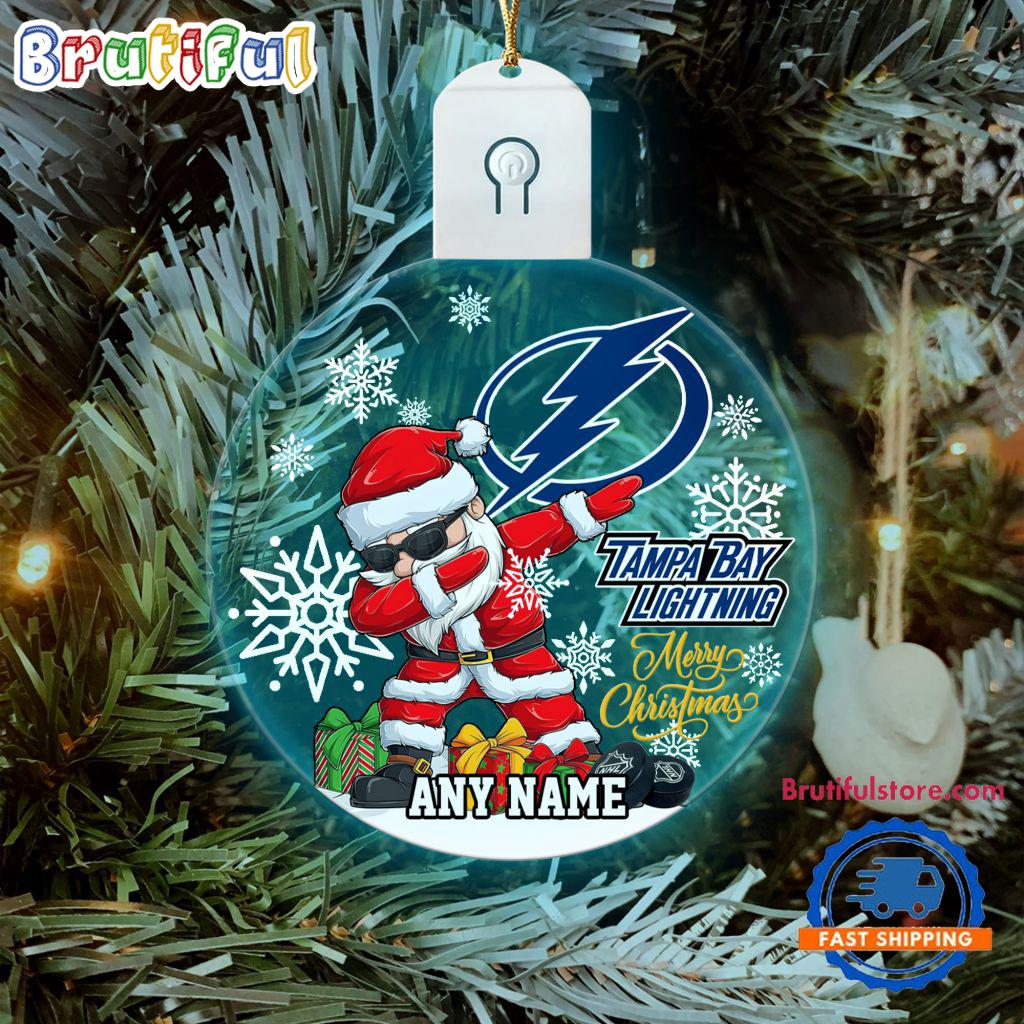 NHL Tampa Bay Lightning Personalized Santa Claus Hockey Team Logo Christmas Led Acrylic Ornament
