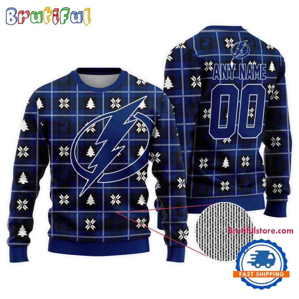 NHL Tampa Bay Lightning Personalized Snow Tree Ugly Christmas Sweater
