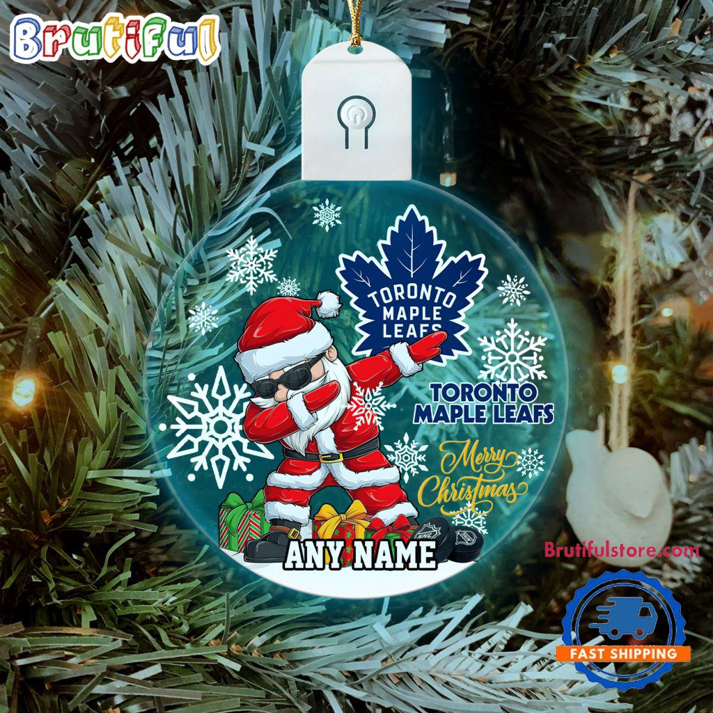 NHL Toronto Maple Leafs Personalized Santa Claus Hockey Team Logo Christmas Led Acrylic Ornament