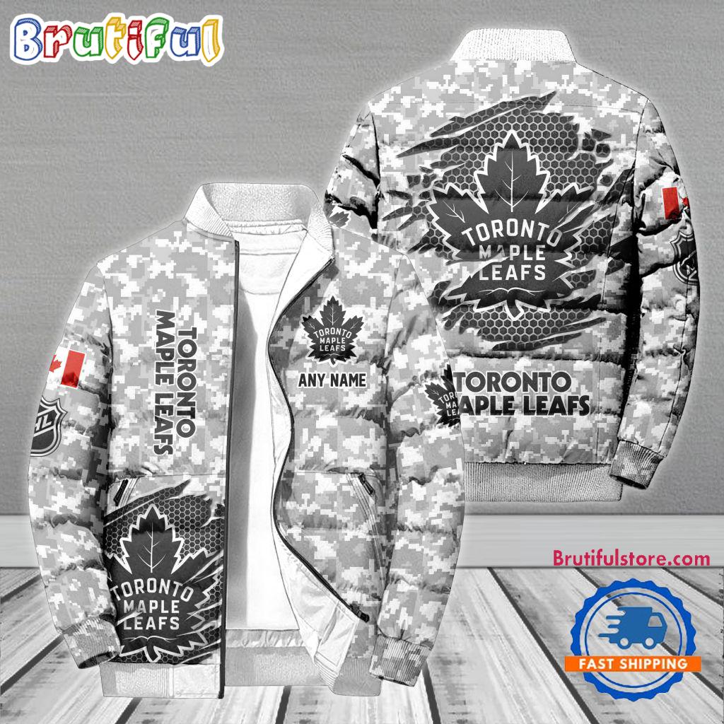 NHL Toronto Maple Leafs Special Camo Honor Veterans Puffer Jacket, Hockey Team Design Jacket
