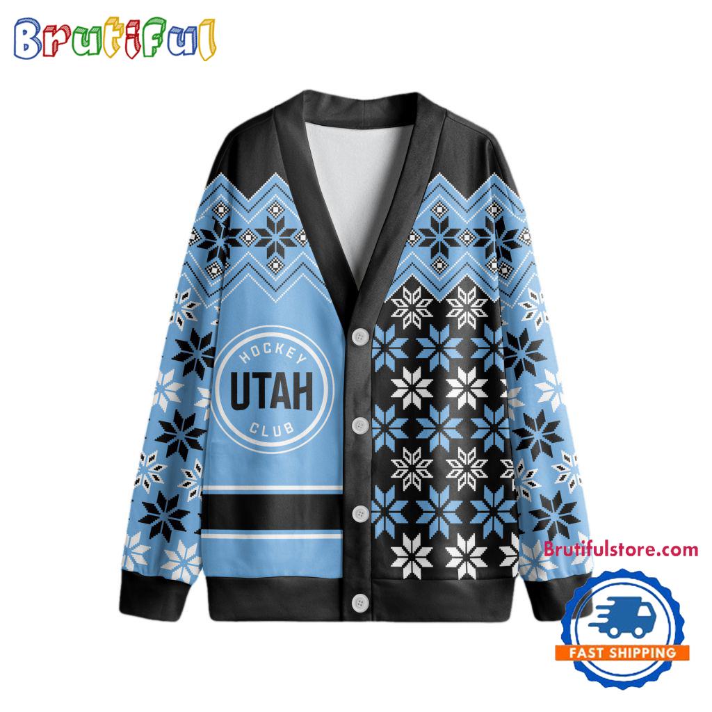 NHL Utah Hockey Club Spcial Ugly Christmas Hockey Design Cardigan, Hockey Fans Cardigan Shirt